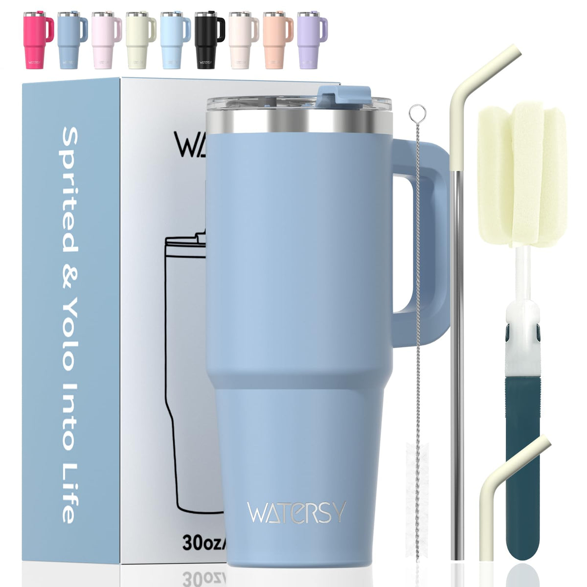 40 oz Tumbler with Handle,Tumbler with Lid and Straw,Double Wall Insulated Cup Stainless Steel Travel Mug(Cold for 34 Hours),Water Bottle for Iced Tea,Coffee,Cold Beverages(Purple)