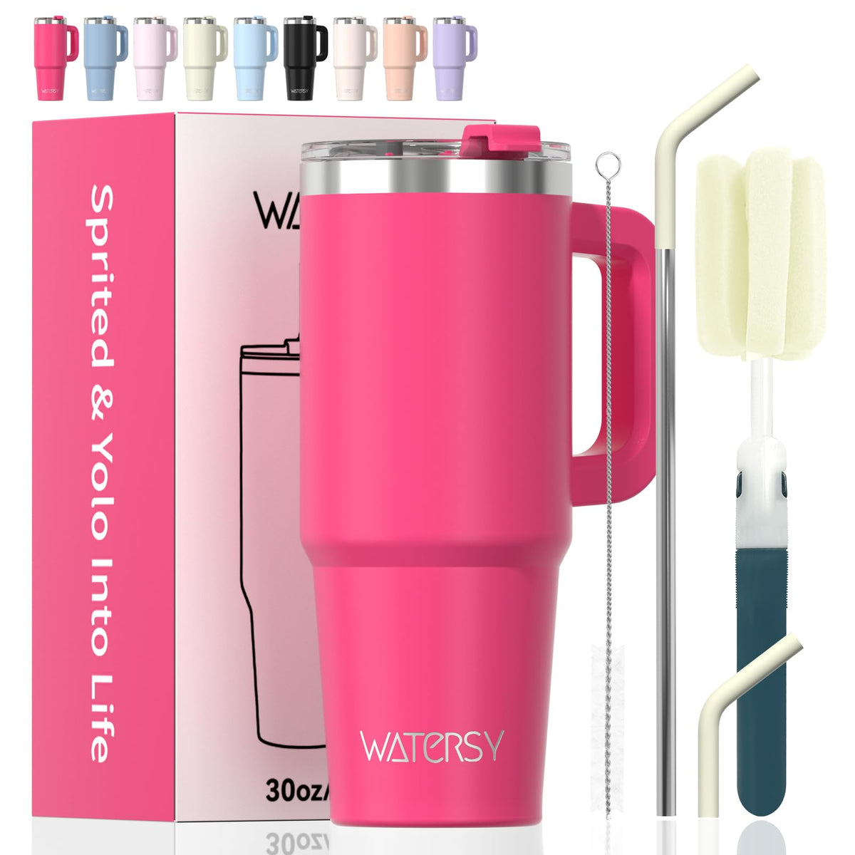 40 oz Tumbler with Handle,Tumbler with Lid and Straw,Double Wall Insulated Cup Stainless Steel Travel Mug(Cold for 34 Hours),Water Bottle for Iced Tea,Coffee,Cold Beverages(Purple)