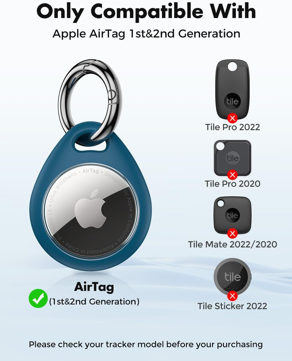 UNBREAKcable AirTag Holder for Apple - 4 Pack Air Tag Case with Keychain