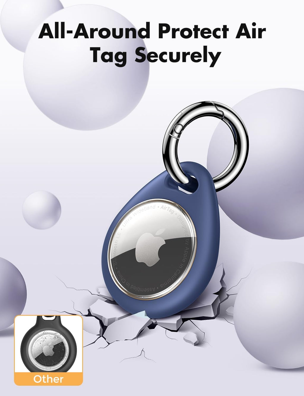 UNBREAKcable AirTag Holder for Apple - 4 Pack Air Tag Case with Keychain