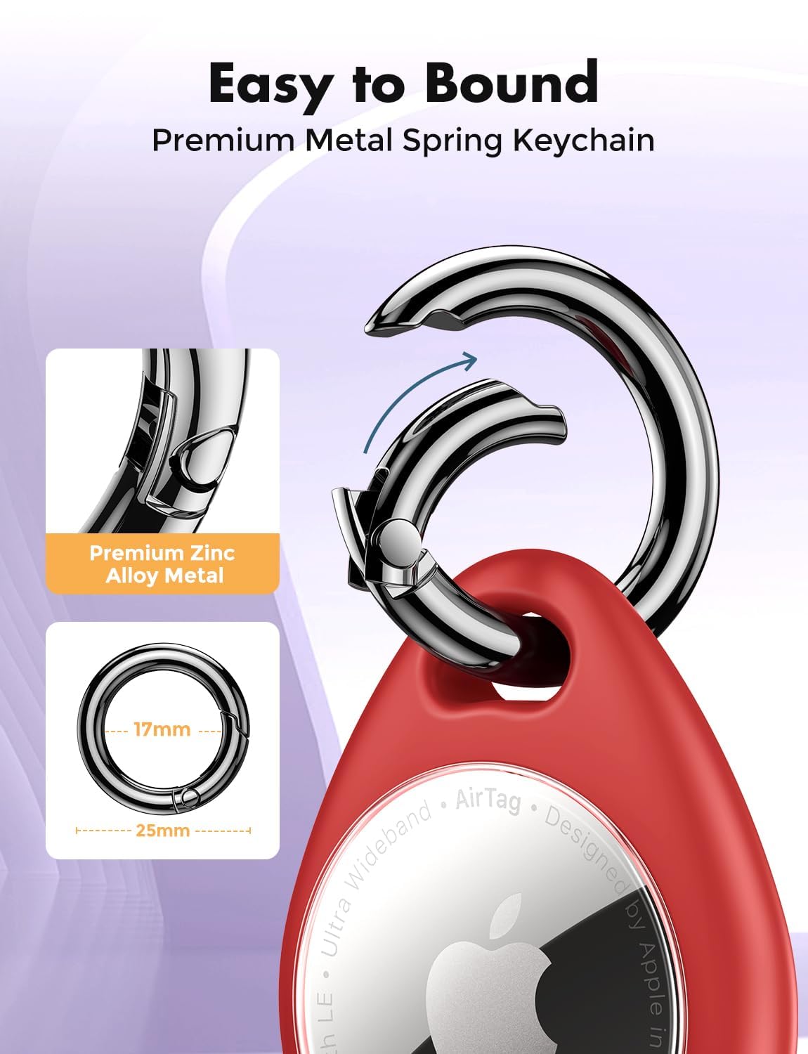 UNBREAKcable AirTag Holder for Apple - 4 Pack Air Tag Case with Keychain