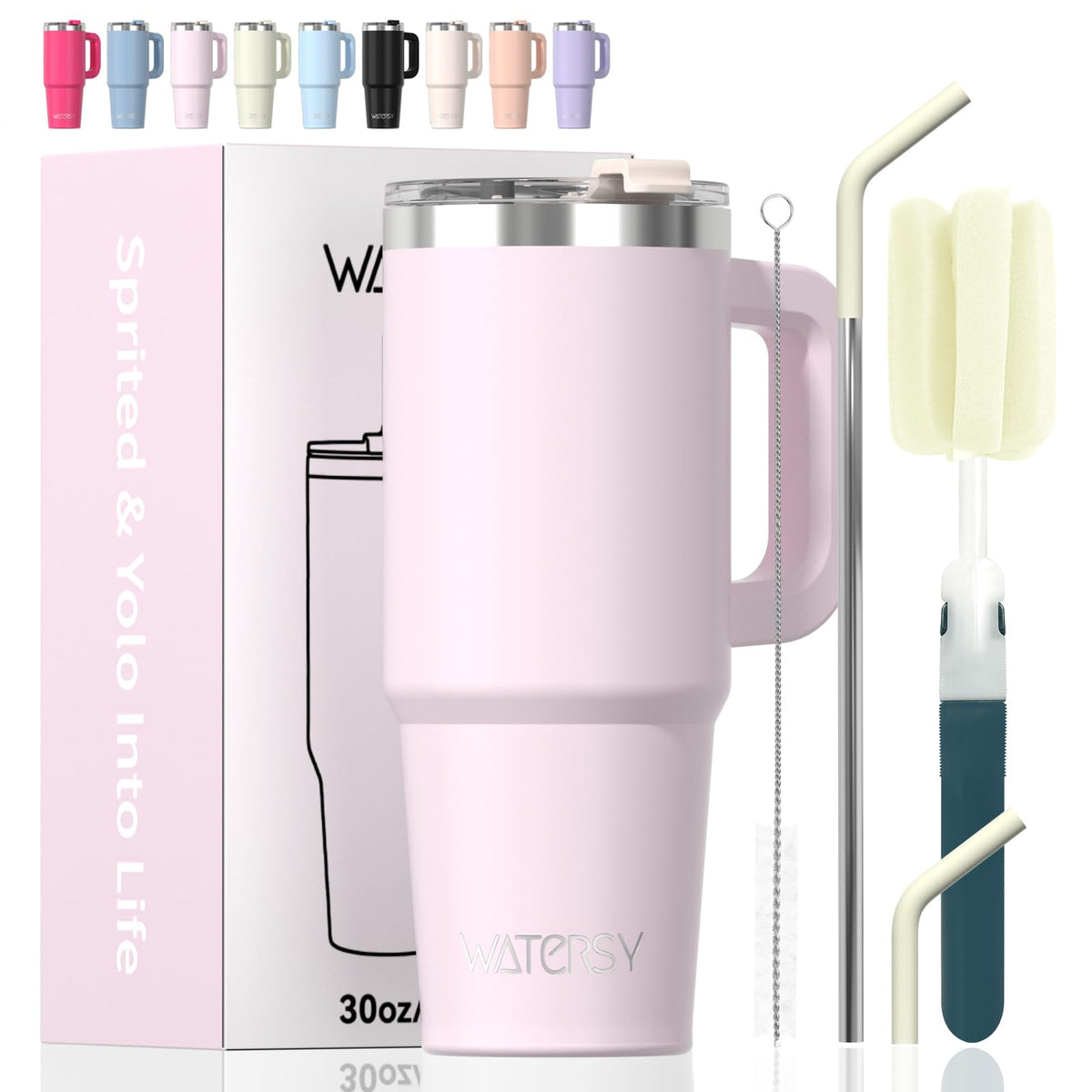 40 oz Tumbler with Handle,Tumbler with Lid and Straw,Double Wall Insulated Cup Stainless Steel Travel Mug(Cold for 34 Hours),Water Bottle for Iced Tea,Coffee,Cold Beverages(Purple)