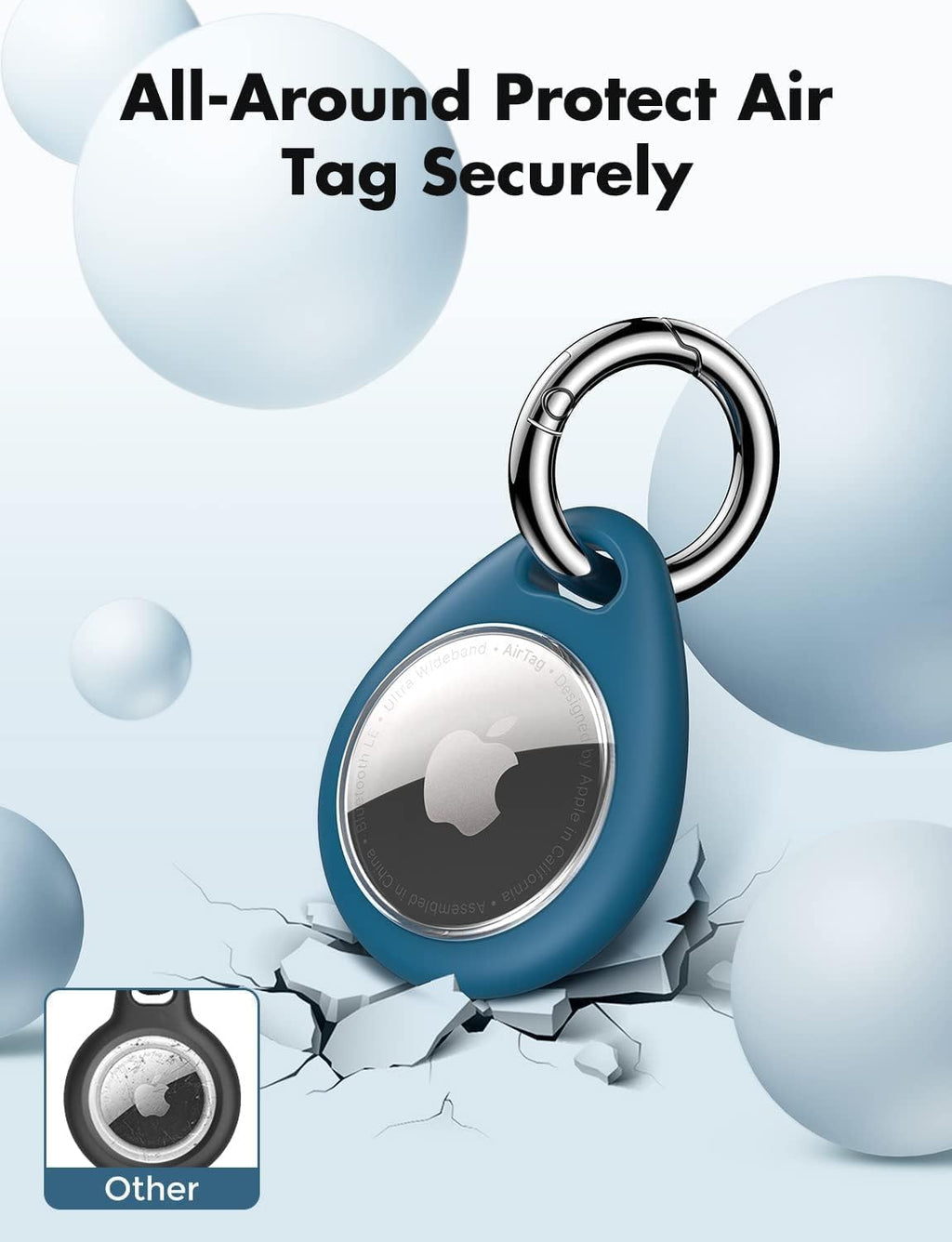 UNBREAKcable AirTag Holder for Apple - 4 Pack Air Tag Case with Keychain