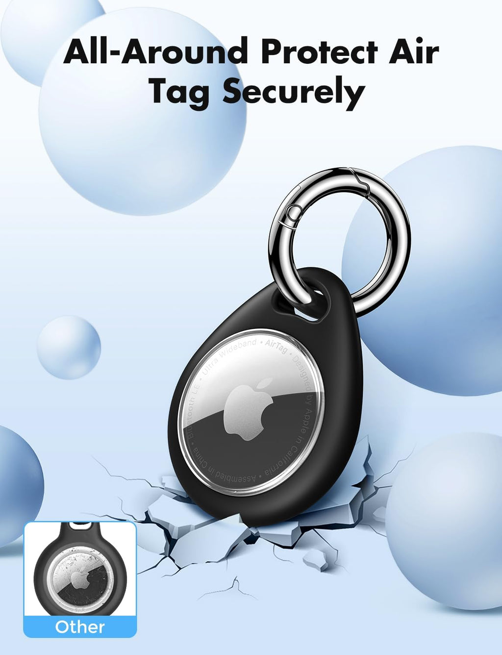 UNBREAKcable AirTag Holder for Apple - 4 Pack Air Tag Case with Keychain