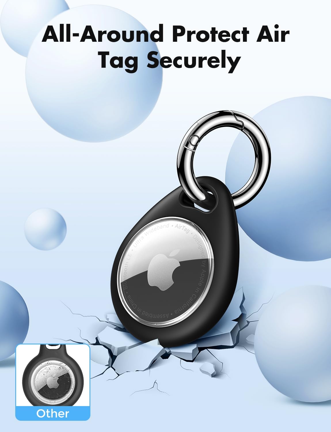 UNBREAKcable AirTag Holder for Apple - 4 Pack Air Tag Case with Keychain