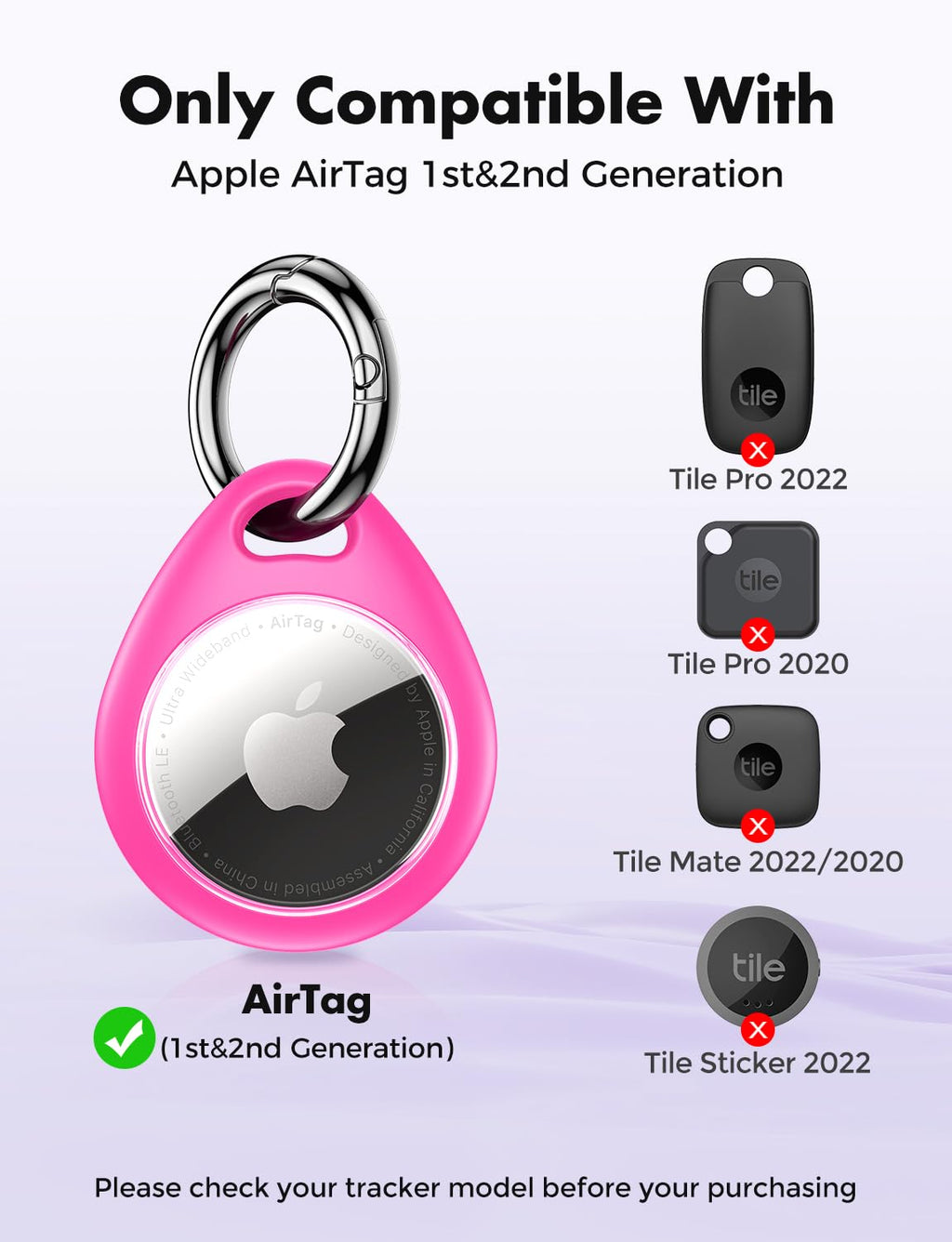 UNBREAKcable AirTag Holder for Apple - 4 Pack Air Tag Case with Keychain
