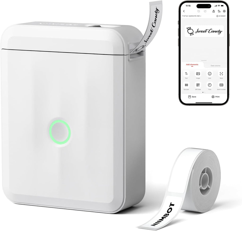 NIIMBOT D110 Mini Label Maker Machine with Tape for Home School, White