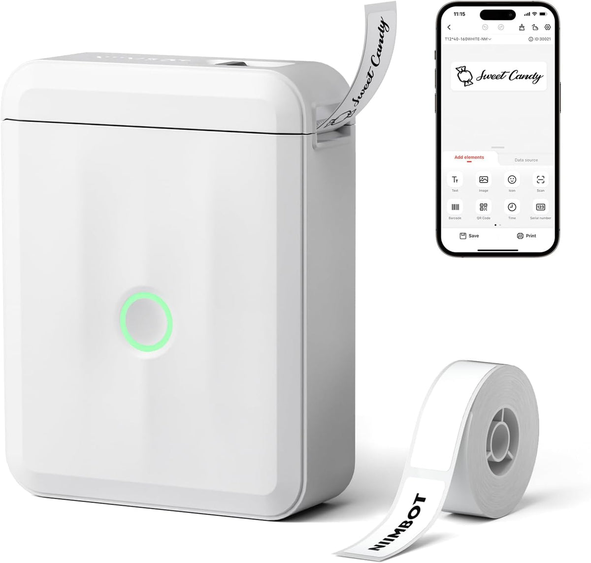 NIIMBOT D110 Mini Label Maker Machine with Tape for Home School, White