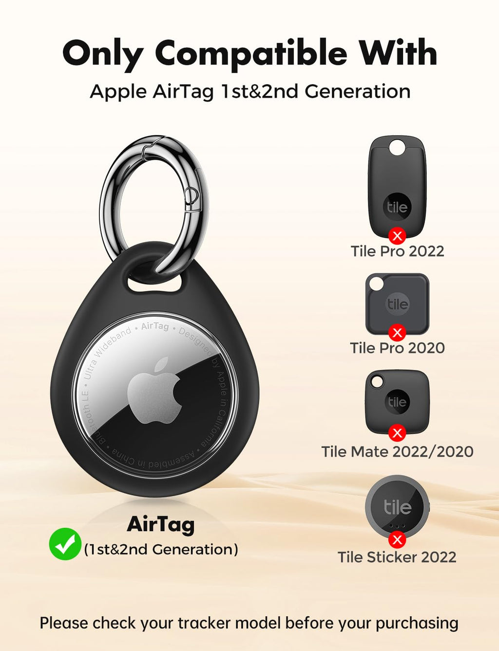 UNBREAKcable AirTag Holder for Apple - 4 Pack Air Tag Case with Keychain