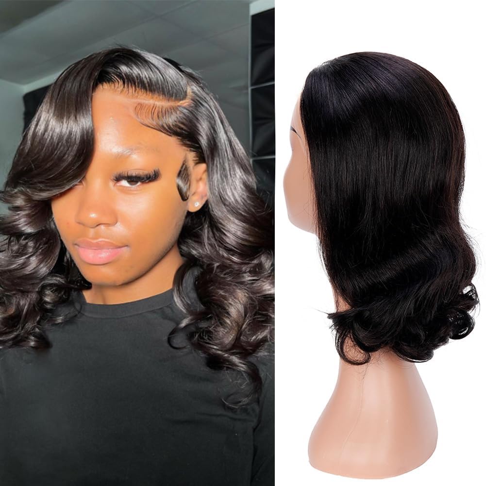 13x4 Body Wave Lace Front Wigs Human Hair Pre Plucked HD Transparent Lace Frontal Wig with Baby Hair 180% Density 9A Glueless Brazilian Virgin Human Hair Lace Front Wigs for Women Natural Black 22Inch