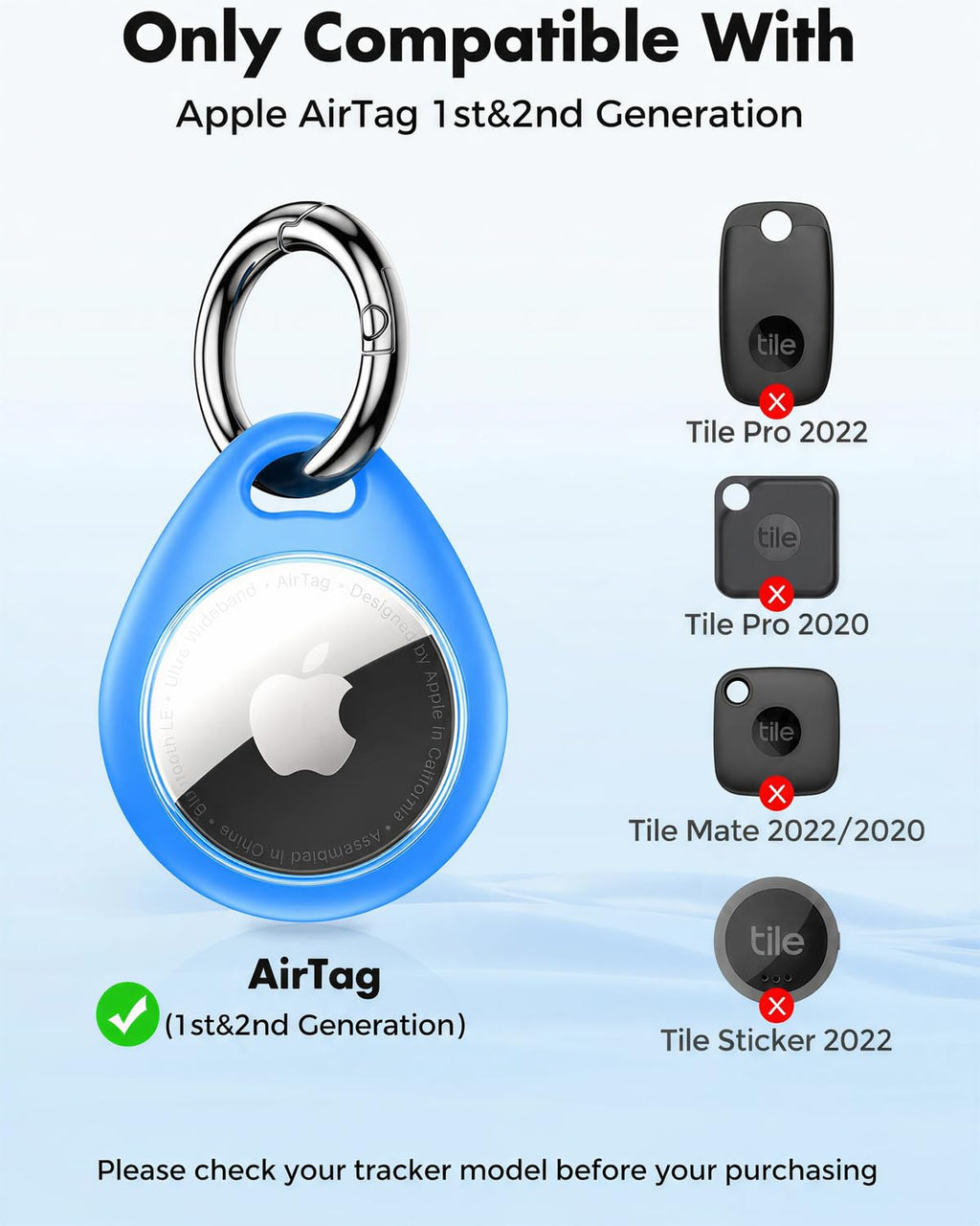 UNBREAKcable AirTag Holder for Apple - 4 Pack Air Tag Case with Keychain