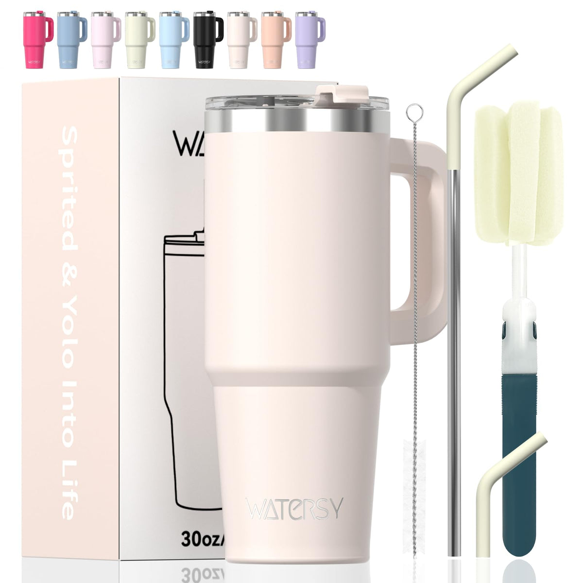 40 oz Tumbler with Handle,Tumbler with Lid and Straw,Double Wall Insulated Cup Stainless Steel Travel Mug(Cold for 34 Hours),Water Bottle for Iced Tea,Coffee,Cold Beverages(Purple)