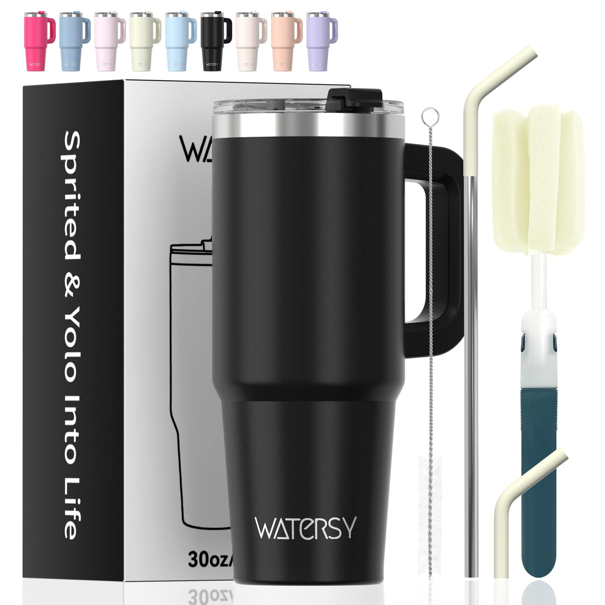 40 oz Tumbler with Handle,Tumbler with Lid and Straw,Double Wall Insulated Cup Stainless Steel Travel Mug(Cold for 34 Hours),Water Bottle for Iced Tea,Coffee,Cold Beverages(Purple)