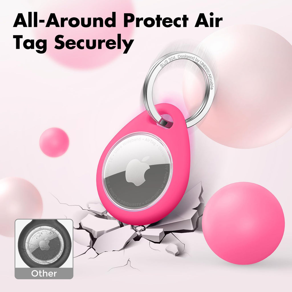 UNBREAKcable AirTag Holder for Apple - 4 Pack Air Tag Case with Keychain