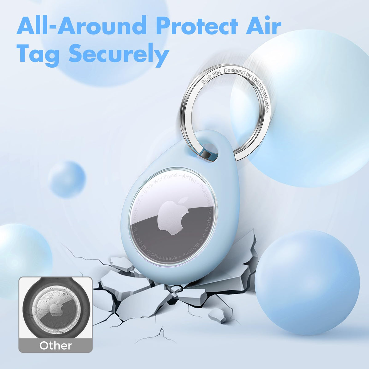 UNBREAKcable AirTag Holder for Apple - 4 Pack Air Tag Case with Keychain