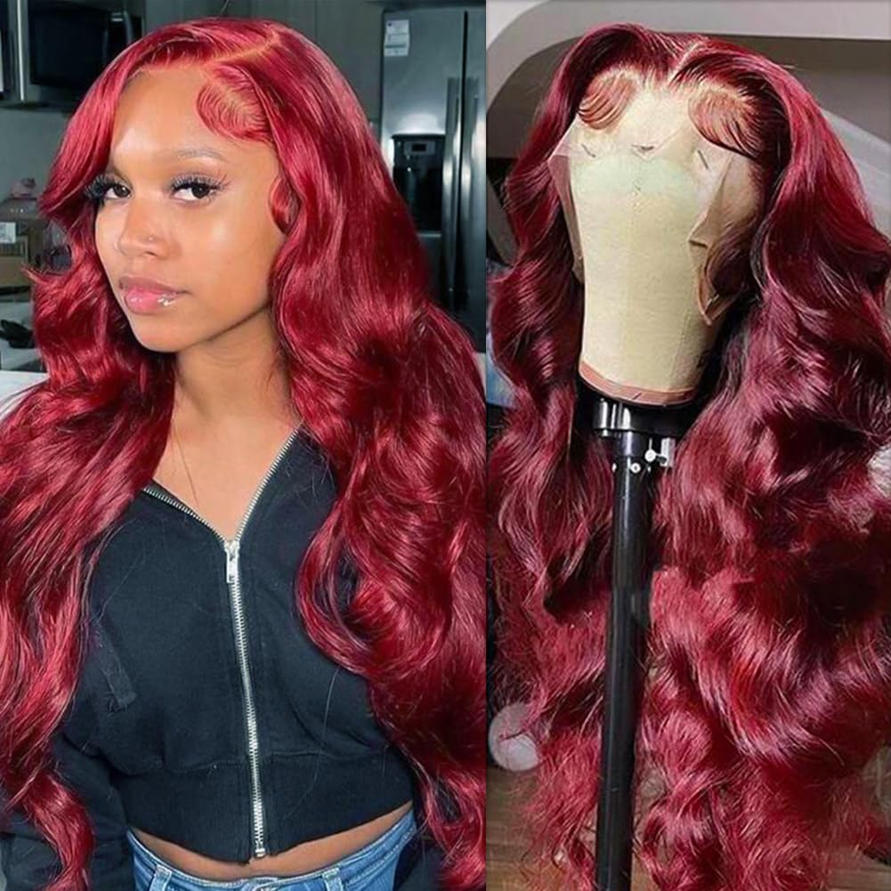 13x4 Body Wave Lace Front Wigs Human Hair Pre Plucked HD Transparent Lace Frontal Wig with Baby Hair 180% Density 9A Glueless Brazilian Virgin Human Hair Lace Front Wigs for Women Natural Black 22Inch