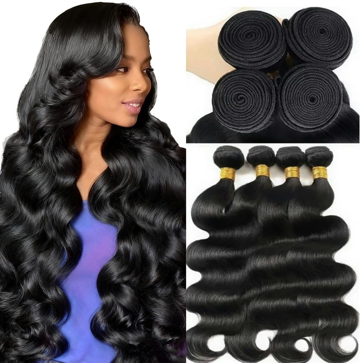12A Body Wave Human Hair Bundles 18 20 22 Inch Brazilian Hair 3 Bundles