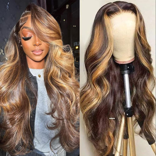 13x4 Body Wave Lace Front Wigs Human Hair Pre Plucked HD Transparent Lace Frontal Wig with Baby Hair 180% Density 9A Glueless Brazilian Virgin Human Hair Lace Front Wigs for Women Natural Black 22Inch