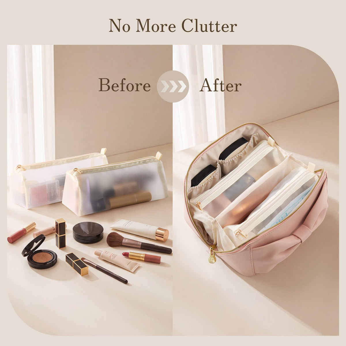 SHOWKOO Cosmetic Bag for Women, WideOpen Travel Makeup Bag with Compartment