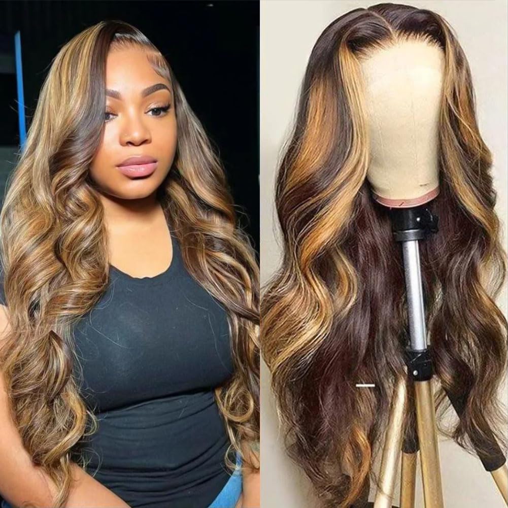 13x4 Body Wave Lace Front Wigs Human Hair Pre Plucked HD Transparent Lace Frontal Wig with Baby Hair 180% Density 9A Glueless Brazilian Virgin Human Hair Lace Front Wigs for Women Natural Black 22Inch