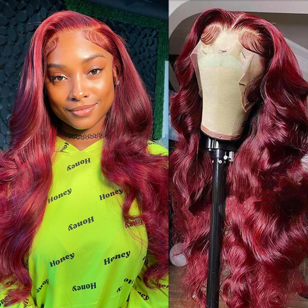 13x4 Body Wave Lace Front Wigs Human Hair Pre Plucked HD Transparent Lace Frontal Wig with Baby Hair 180% Density 9A Glueless Brazilian Virgin Human Hair Lace Front Wigs for Women Natural Black 22Inch