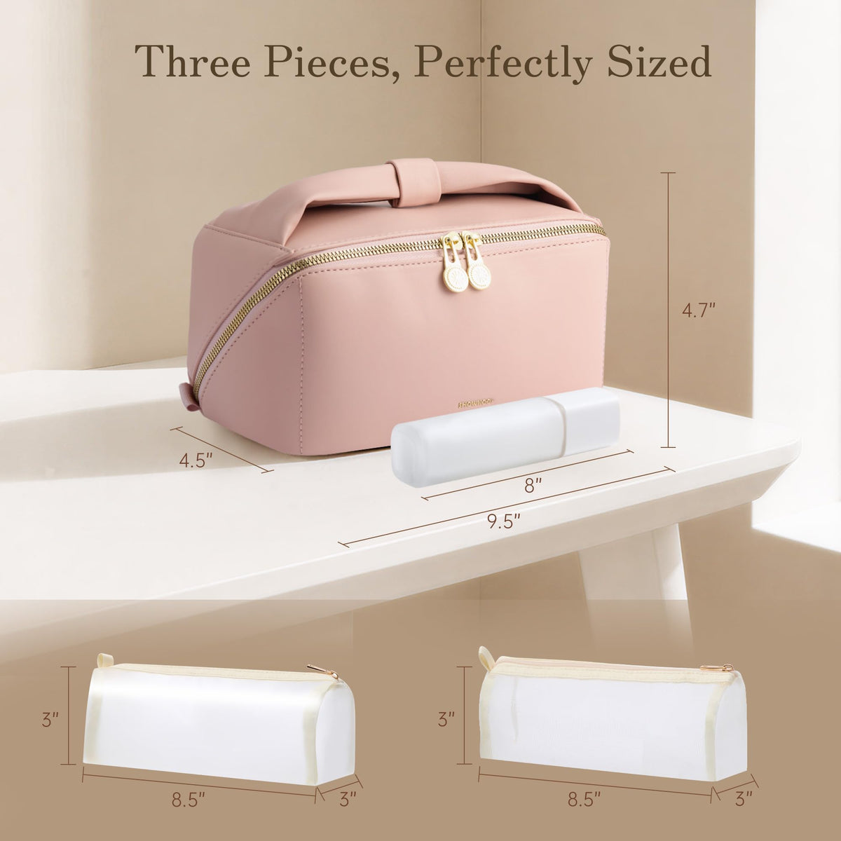 SHOWKOO Cosmetic Bag for Women, WideOpen Travel Makeup Bag with Compartment