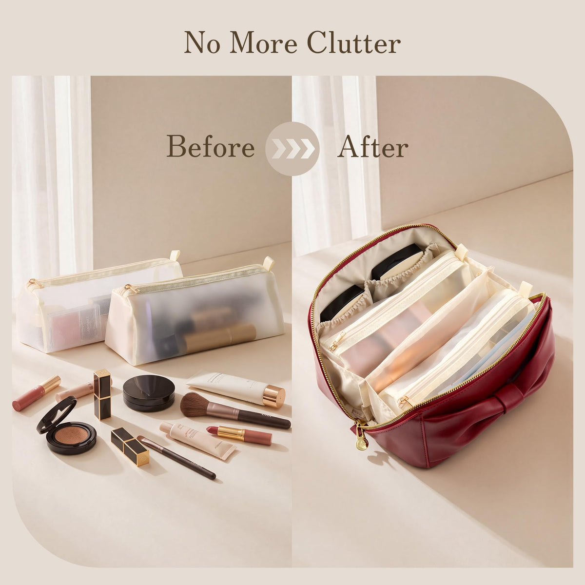 SHOWKOO Cosmetic Bag for Women, WideOpen Travel Makeup Bag with Compartment