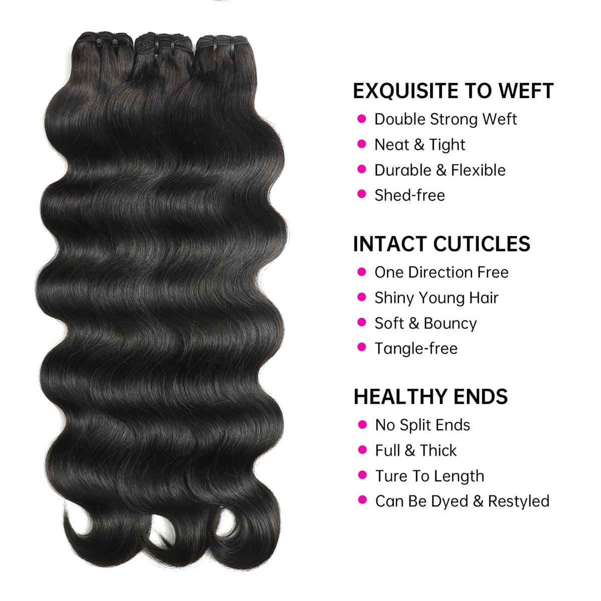 12A Body Wave Human Hair Bundles 18 20 22 Inch Brazilian Hair 3 Bundles