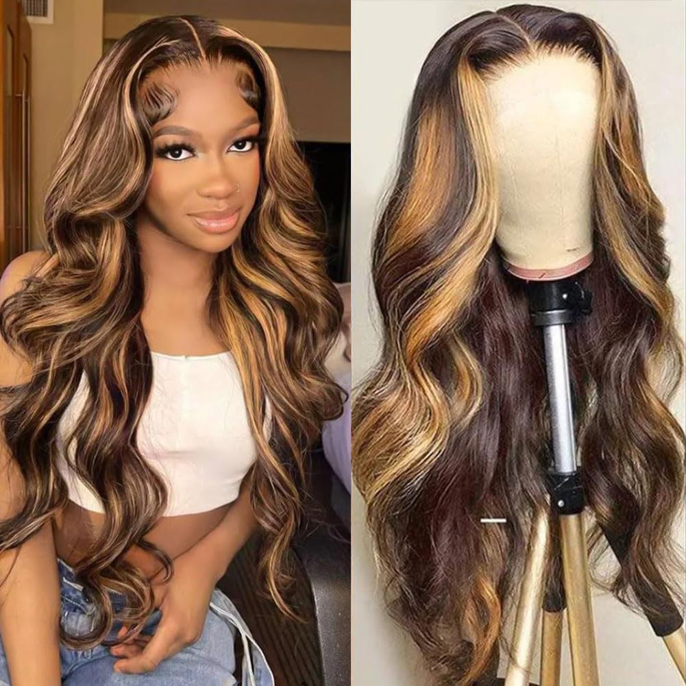 13x4 Body Wave Lace Front Wigs Human Hair Pre Plucked HD Transparent Lace Frontal Wig with Baby Hair 180% Density 9A Glueless Brazilian Virgin Human Hair Lace Front Wigs for Women Natural Black 22Inch