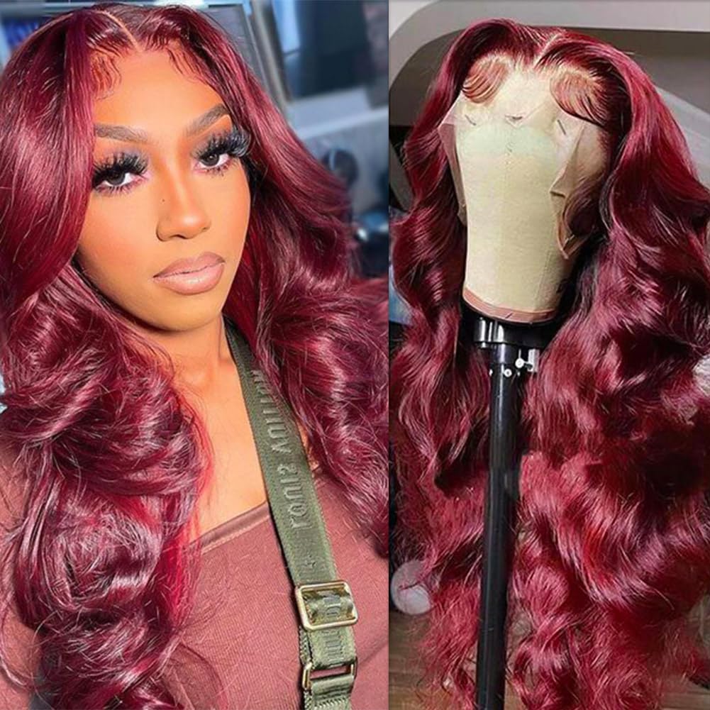 13x4 Body Wave Lace Front Wigs Human Hair Pre Plucked HD Transparent Lace Frontal Wig with Baby Hair 180% Density 9A Glueless Brazilian Virgin Human Hair Lace Front Wigs for Women Natural Black 22Inch