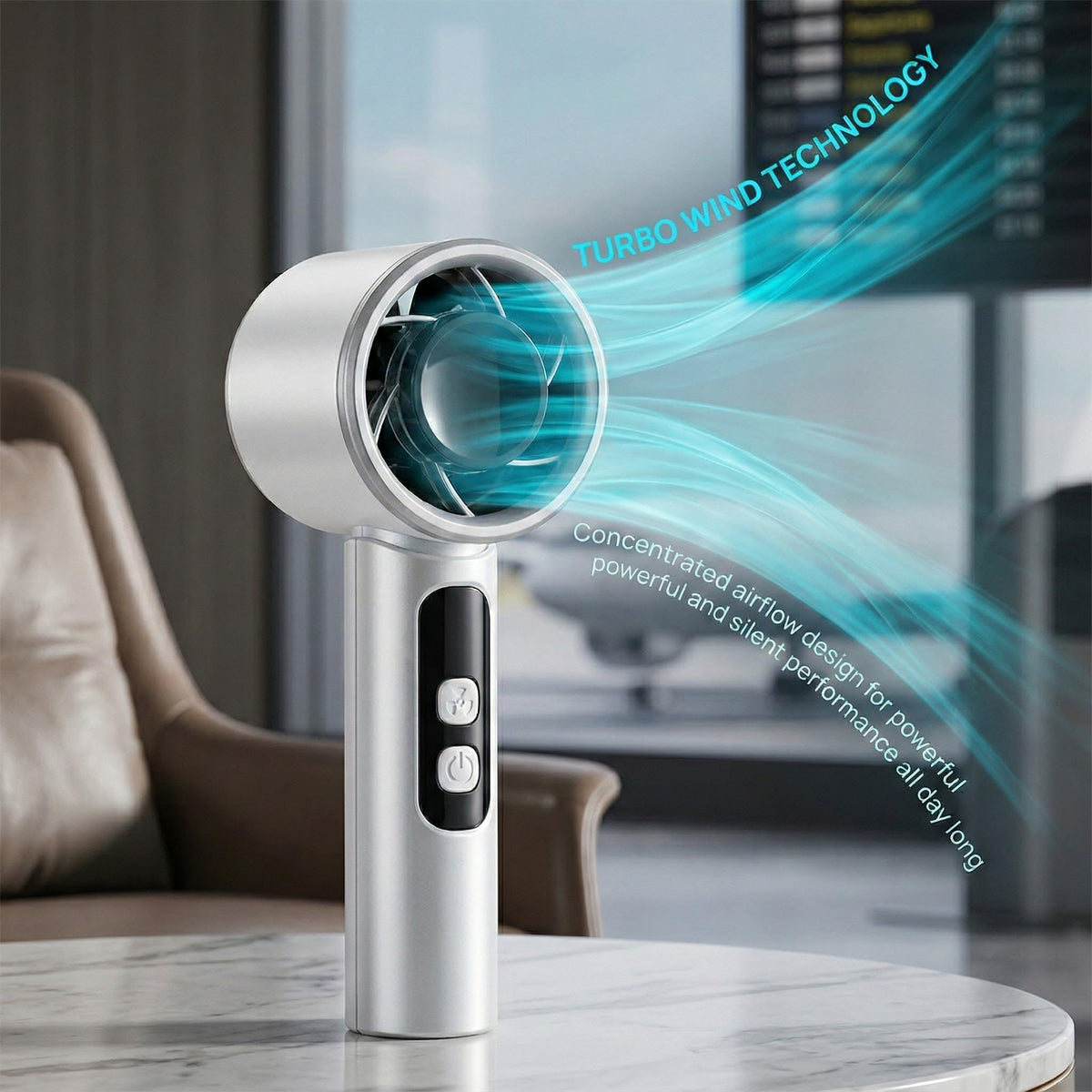 Handheld Fan 4000mAh,Portable Personal Fan with 5 Speeds&LED Digital Display,9-12H Long Battery Life,Turbo Brushless Motor,Strong Wind Rechargeable Fan for Home Office Outdoor Travel (blue)