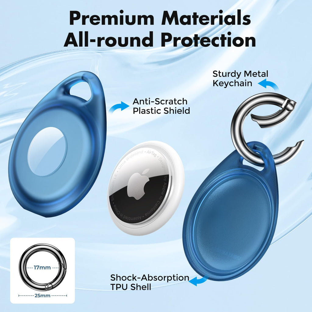UNBREAKcable AirTag Holder for Apple - 4 Pack Air Tag Case with Keychain