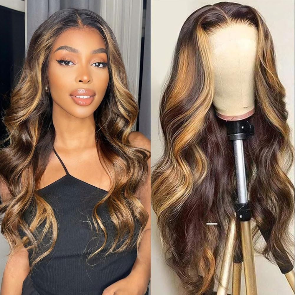 13x4 Body Wave Lace Front Wigs Human Hair Pre Plucked HD Transparent Lace Frontal Wig with Baby Hair 180% Density 9A Glueless Brazilian Virgin Human Hair Lace Front Wigs for Women Natural Black 22Inch