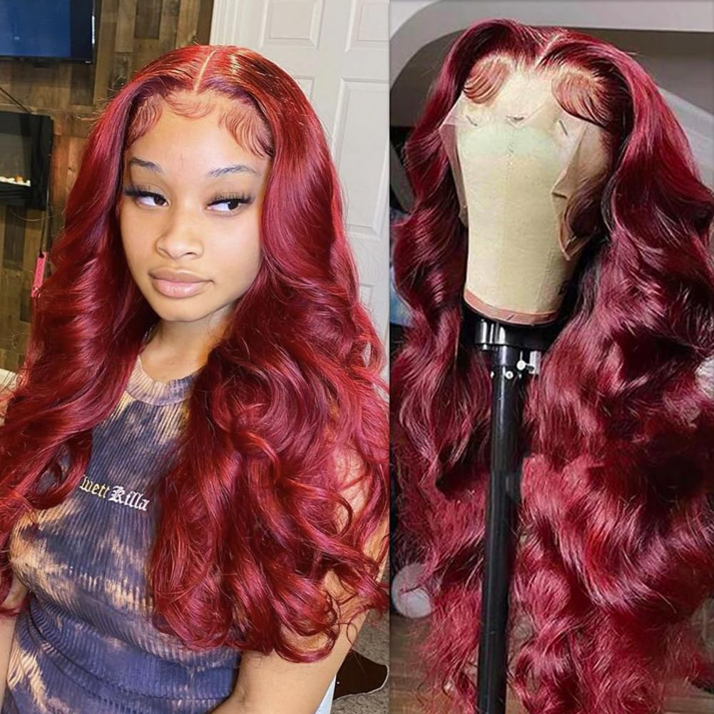 13x4 Body Wave Lace Front Wigs Human Hair Pre Plucked HD Transparent Lace Frontal Wig with Baby Hair 180% Density 9A Glueless Brazilian Virgin Human Hair Lace Front Wigs for Women Natural Black 22Inch