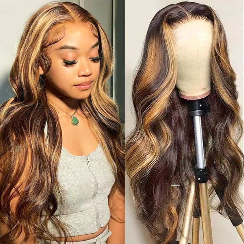 13x4 Body Wave Lace Front Wigs Human Hair Pre Plucked HD Transparent Lace Frontal Wig with Baby Hair 180% Density 9A Glueless Brazilian Virgin Human Hair Lace Front Wigs for Women Natural Black 22Inch
