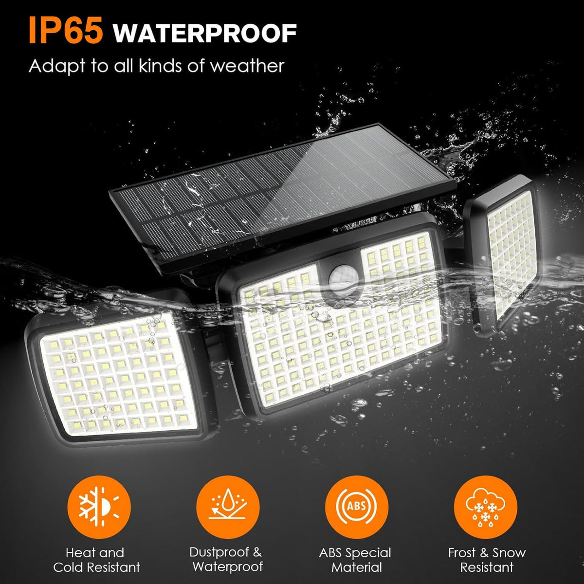MIHANI Solar Flood Lights Outdoor, 2500LM Motion Sensor Security Lights with 270° Wide Angle, IP65 Waterproof, 3 Heads Solar Outdoor Lights for Patio, Yard, House, Garage (Non-Remote, 2 Pack)
