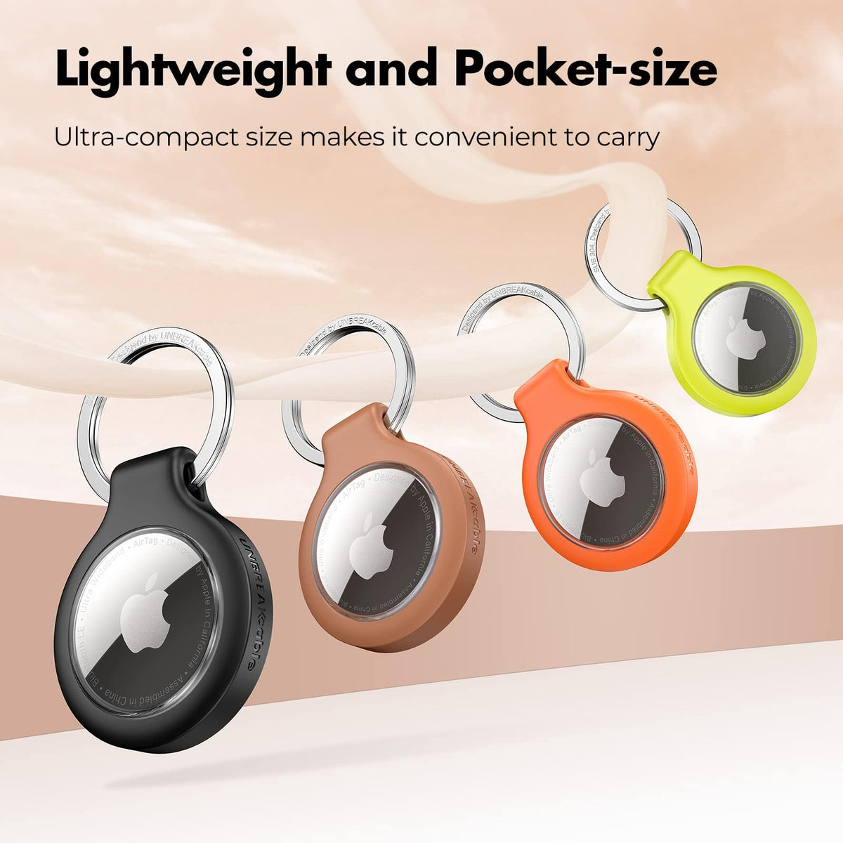 UNBREAKcable AirTag Holder for Apple - 4 Pack Air Tag Case with Keychain