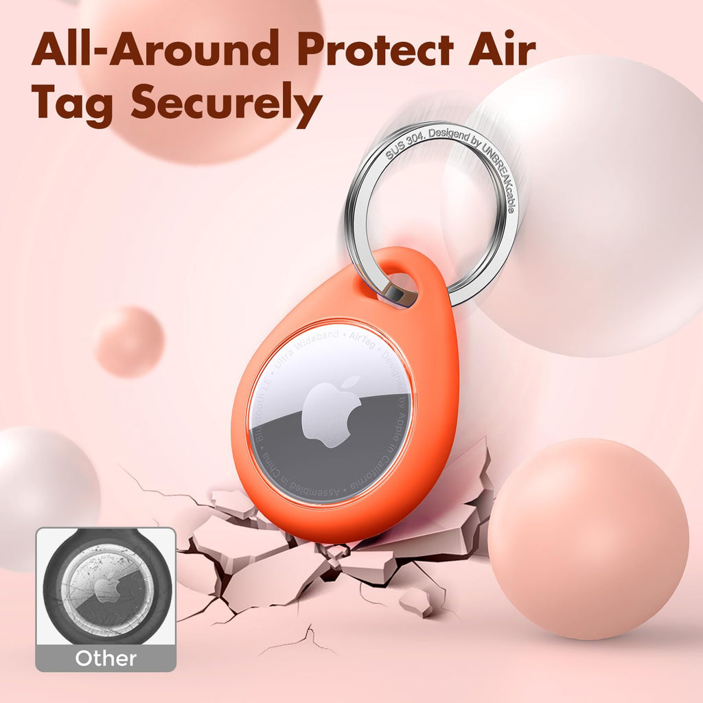 UNBREAKcable AirTag Holder for Apple - 4 Pack Air Tag Case with Keychain
