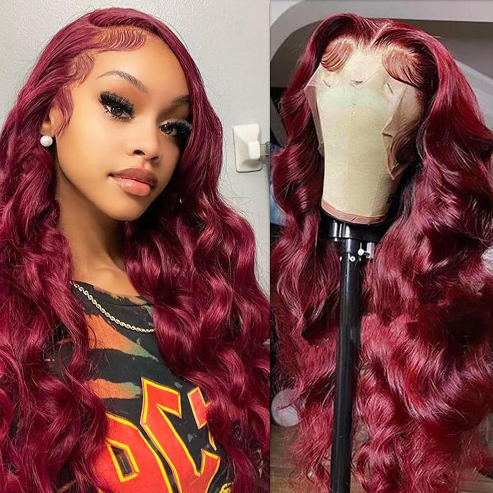 13x4 Body Wave Lace Front Wigs Human Hair Pre Plucked HD Transparent Lace Frontal Wig with Baby Hair 180% Density 9A Glueless Brazilian Virgin Human Hair Lace Front Wigs for Women Natural Black 22Inch