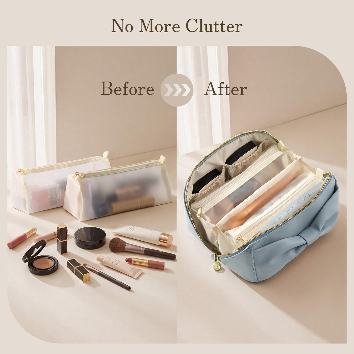 SHOWKOO Cosmetic Bag for Women, WideOpen Travel Makeup Bag with Compartment