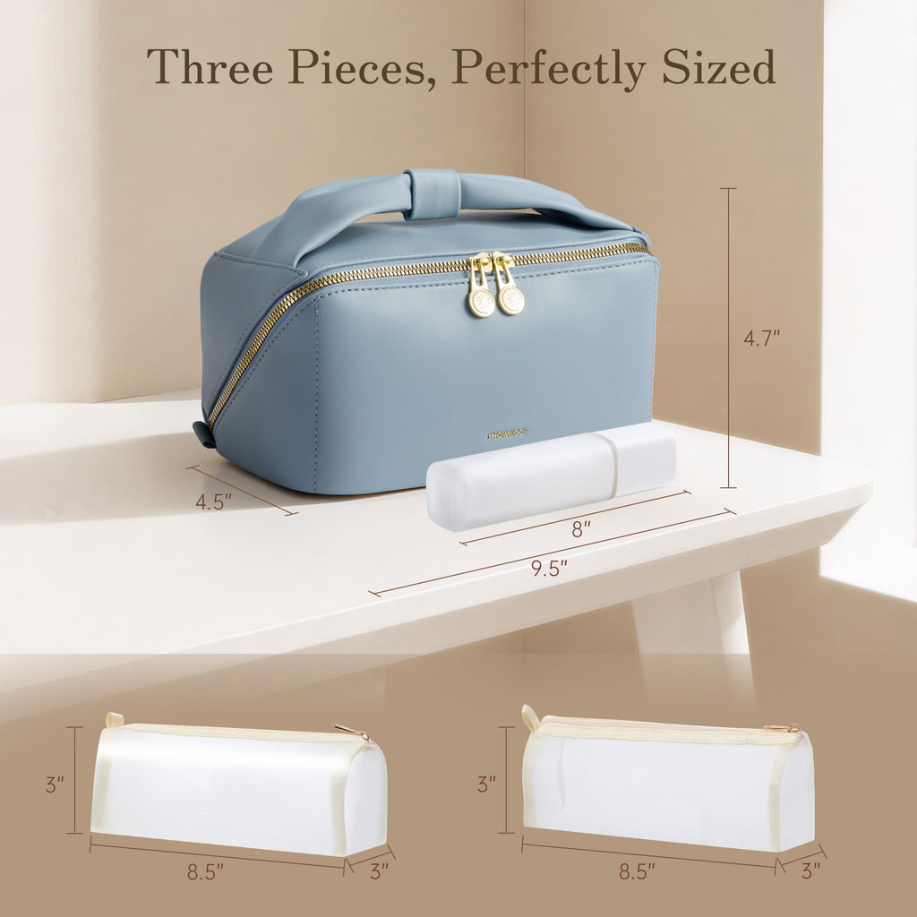 SHOWKOO Cosmetic Bag for Women, WideOpen Travel Makeup Bag with Compartment