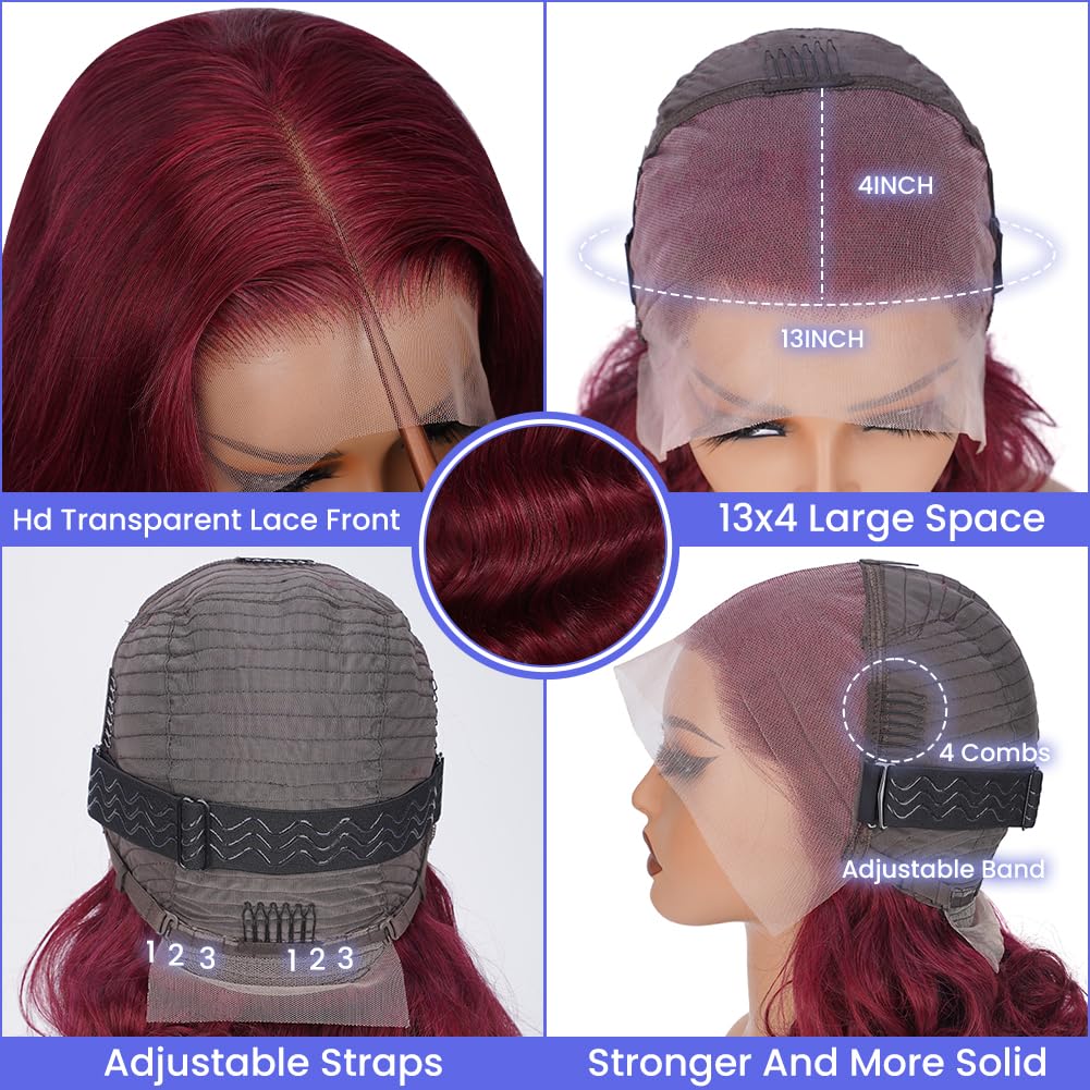 13x4 Body Wave Lace Front Wigs Human Hair Pre Plucked HD Transparent Lace Frontal Wig with Baby Hair 180% Density 9A Glueless Brazilian Virgin Human Hair Lace Front Wigs for Women Natural Black 22Inch