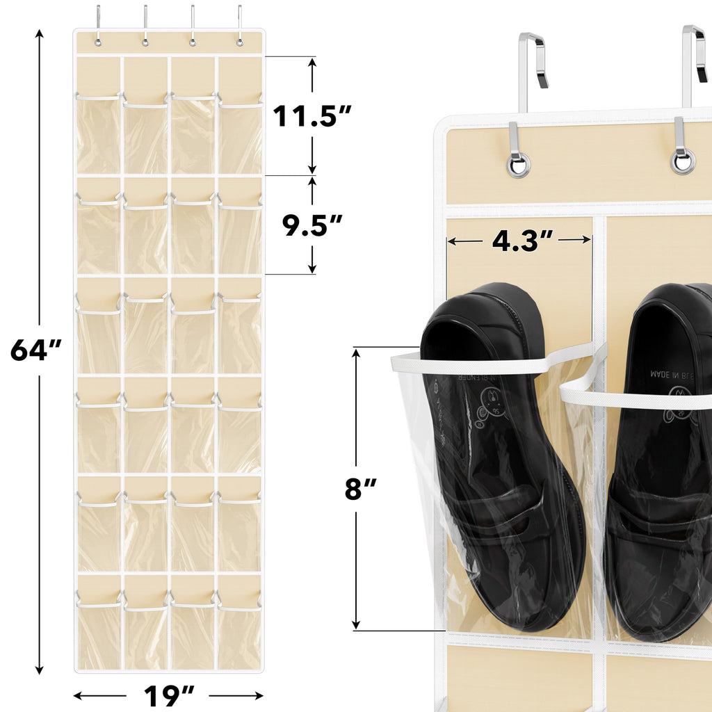 Simple Houseware 24 Pockets Clear Over the Door Shoe Organizer, Pink