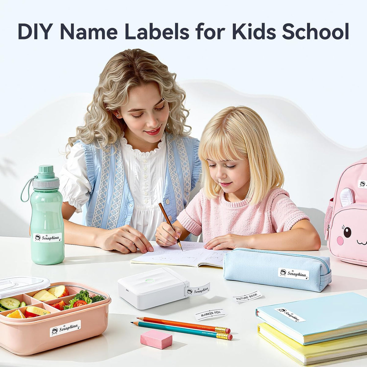NIIMBOT D110 Mini Label Maker Machine with Tape for Home School, White