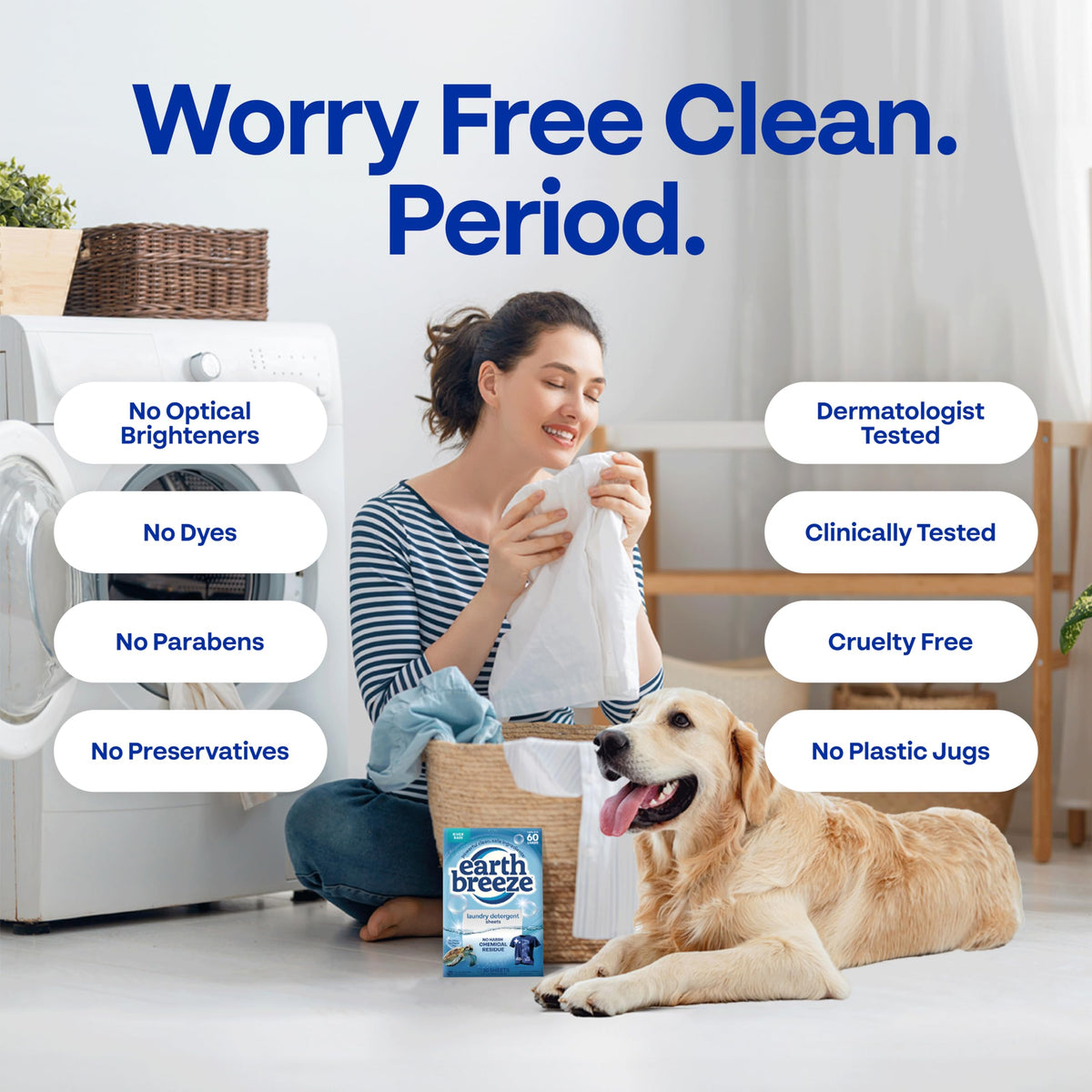 Earth Breeze Laundry Detergent Sheets Fresh Scent - 60 Loads per package. Eco Liquidless Soap - Travel-Friendly for Hot & Cold Cycles, Tackles Tough Stains & Odors - Gentle on Skin, 30 sheets (3 Pack)