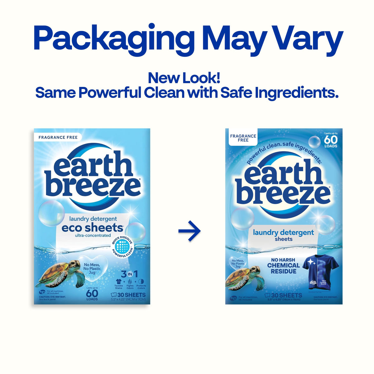 Earth Breeze Laundry Detergent Sheets Fresh Scent - 60 Loads per package. Eco Liquidless Soap - Travel-Friendly for Hot & Cold Cycles, Tackles Tough Stains & Odors - Gentle on Skin, 30 sheets (3 Pack)