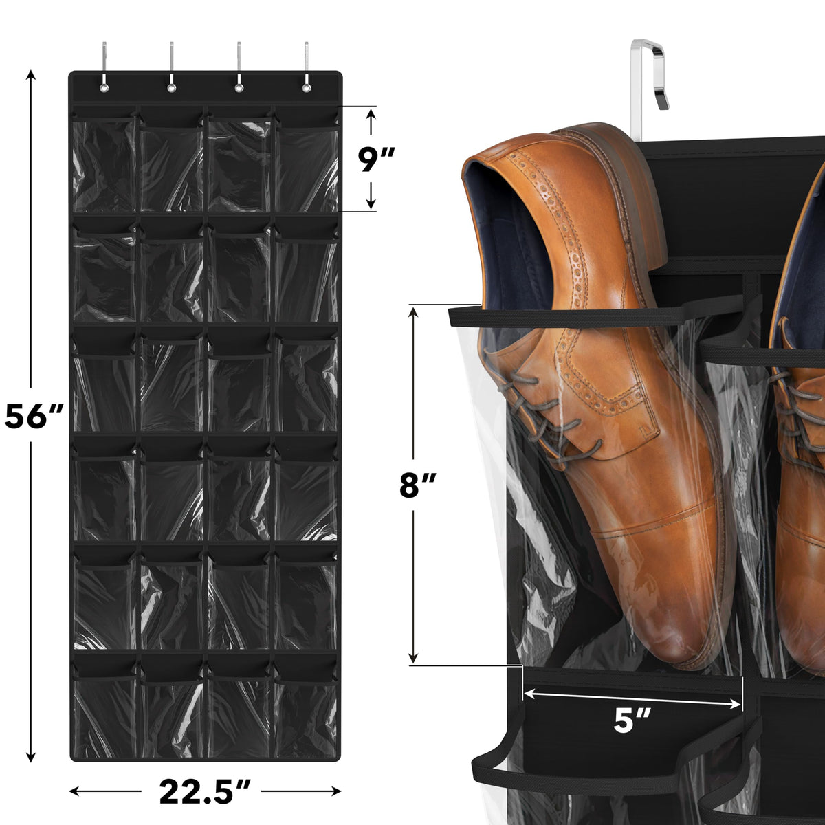 Simple Houseware 24 Pockets Clear Over the Door Shoe Organizer, Pink