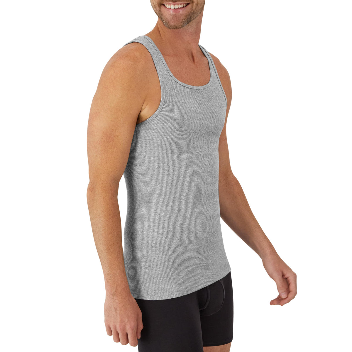 Hanes Men's Tank Undershirt Pack, Cotton Tank Undershirt, Moisture-Wicking, Breathable, White or Grey/Black, Multi-Pack