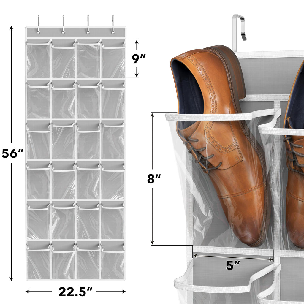 Simple Houseware 24 Pockets Clear Over the Door Shoe Organizer, Pink