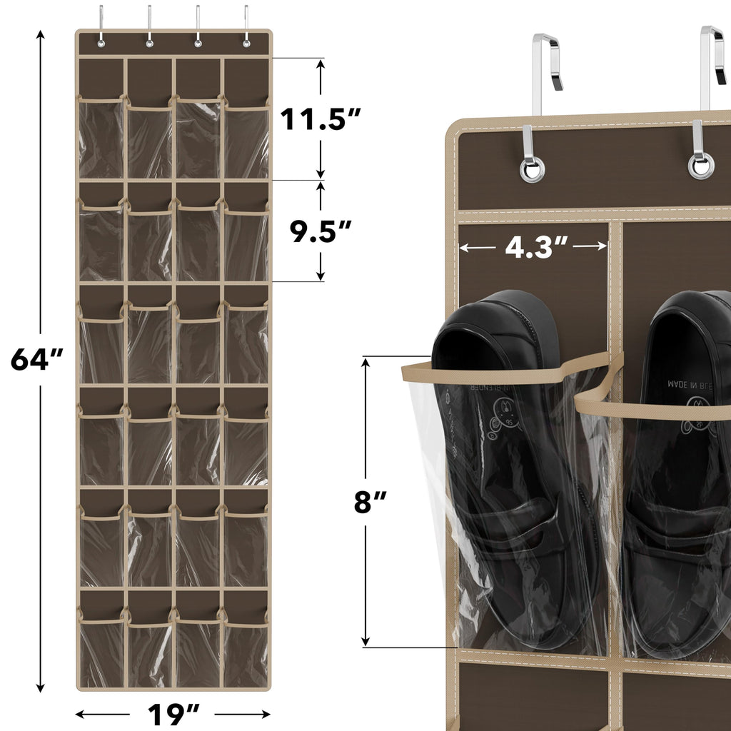 Simple Houseware 24 Pockets Clear Over the Door Shoe Organizer, Pink